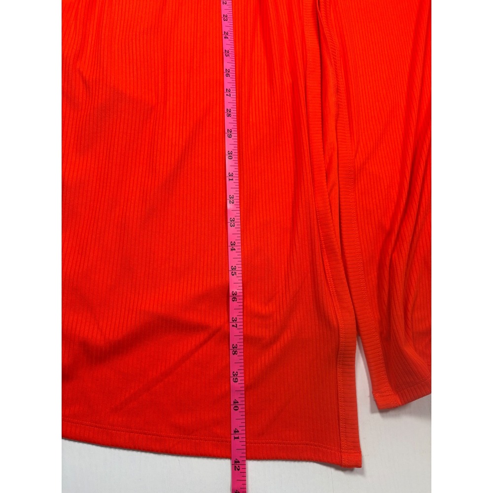 Lane Bryant Orange Ribbed Longline Cardigan Open Front Duster Pockets 22/24 Plus - Picture 11 of 12